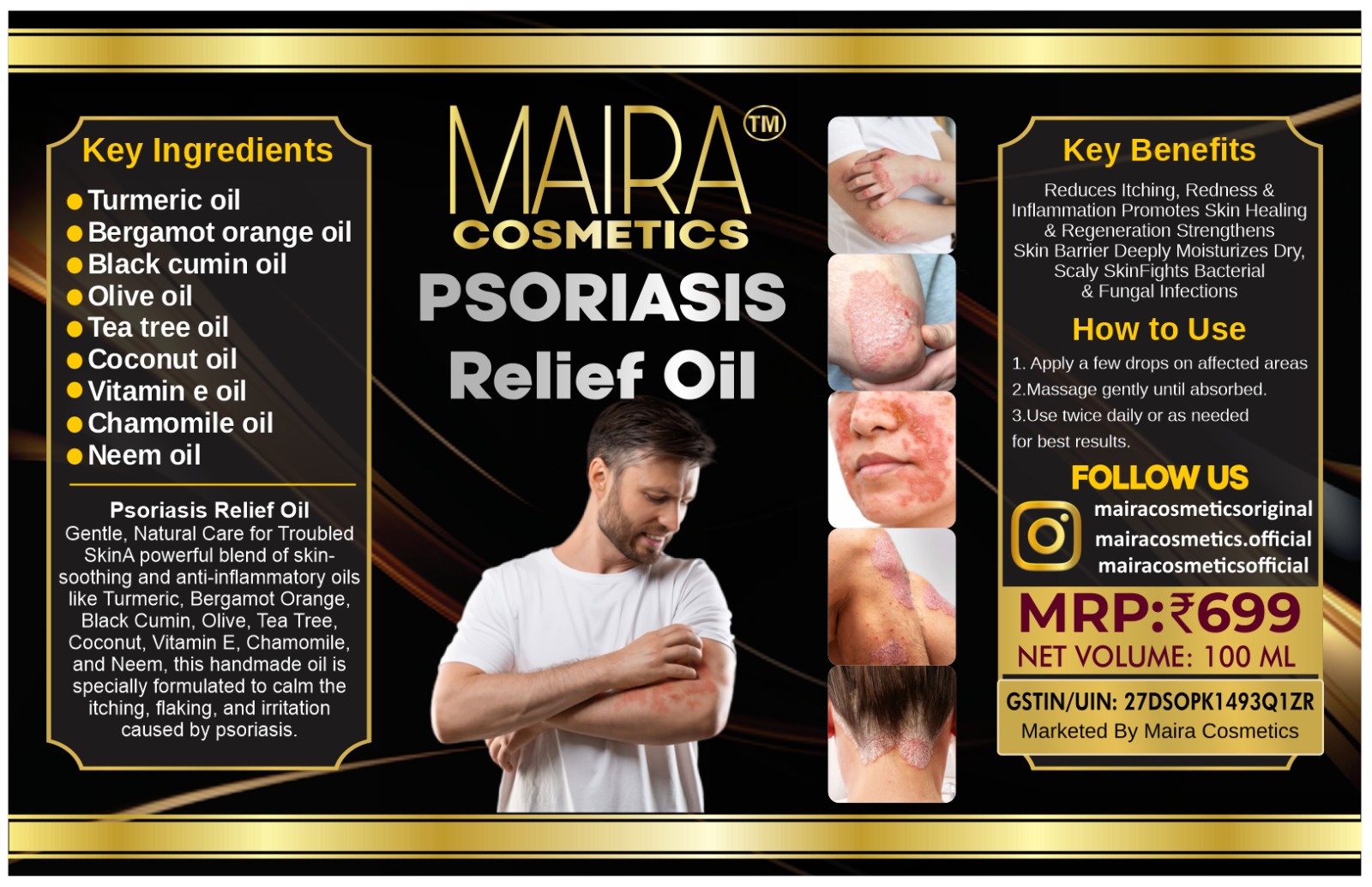 Psoriasis Relief Oil label